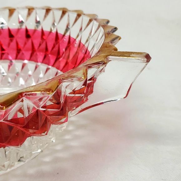 Mid Century Modern INDIANA GLASS Diamond Point ruby berry/dessert bowl set - Picture 6 of 11